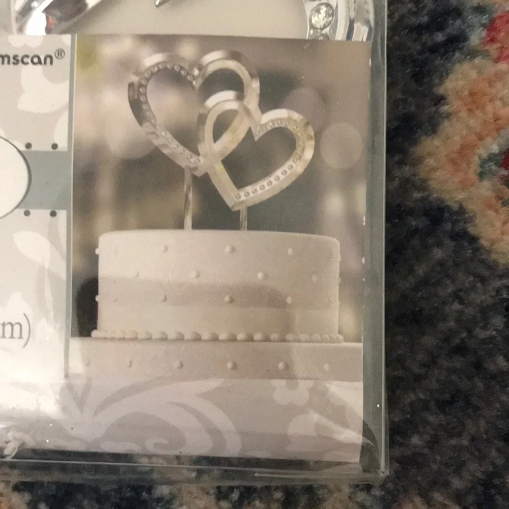Rhinestone Hearts Cake Topper